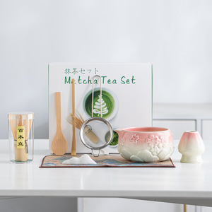 Kit de matcha portable GL pour les voyages et le bureau, ensemble de thé matcha en céramique bleue de style japonais avec fouet en bambou, ensemble de bol à matcha - Product Image 3
