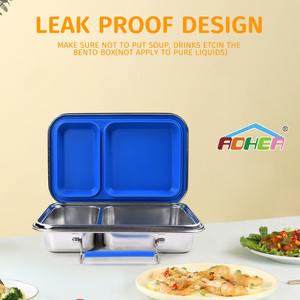 Boîte à lunch en acier inoxydable Aohea 304 fabriquée avec des matériaux de qualité alimentaire avec deux compartiments pratiques à transporter - Product Image 4