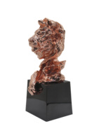 Trophée tête de lion en métal plaqué or rose Design sculptural dynamique Trophées en métal de style traditionnel