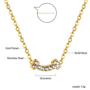 Collar de Moda Personalizado en Oferta, Joyería para Mujer, Zirconia, Chapado en Oro de 18K, Acero Inoxidable, Resistente al Agua, Colgante en Forma de Arco - Product Image 2