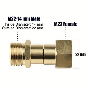 Connecteur pivotant en <span class=keywords><strong>cuivre</strong></span> à 360 degrés, connexion métrique M22 14 mm, raccord rapide pour <span class=keywords><strong>tuyau</strong></span>/anti-enroulement - Product Image 3