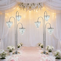 Lampes de sol pour cérémonies de mariage, arrangements en fer et cristal, 3 lumières, éclairage d'allée
