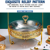 Restaurant-Buffet-Set Edelstahl-Chafing-Dish-Serviergeräte Gasbetrieben Modern Luxuriös Goldener Deckel Warmhaltebehälter für Speisen Hotelbedarf