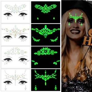 Autocollant <span class=keywords><strong>de</strong></span> cristaux fluorescents <span class=keywords><strong>de</strong></span> conception <span class=keywords><strong>de</strong></span> sirène rougeoyante auto-adhésif <span class=keywords><strong>tatouage</strong></span> <span class=keywords><strong>de</strong></span> strass lumineux pour des événements <span class=keywords><strong>de</strong></span> fête - Product Image 1