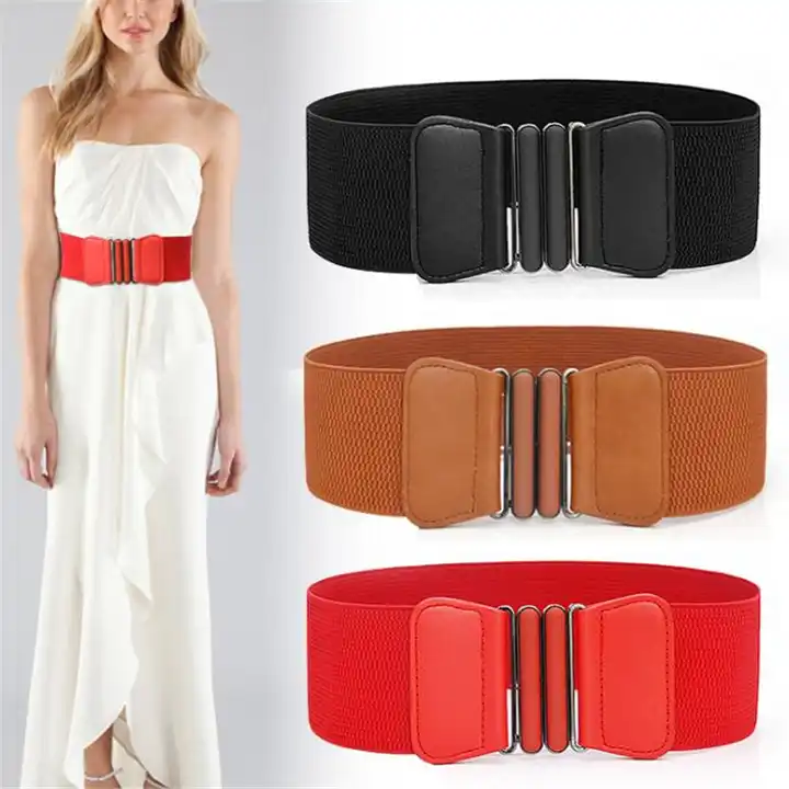 Plus size belt elastic wide red