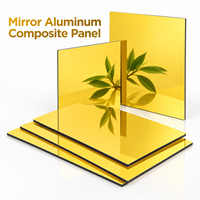 Panneau composite en aluminium miroir bleu 4 mm, taille personnalisée pour panneaux décoratifs de hall d'ascenseur