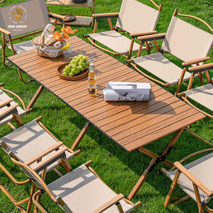 Table de pique-nique pliable et roulable avec tabourets, ensemble de meubles portables pour <span class=keywords><strong>camping</strong></span> et pêche en extérieur, léger pour la plage, le jardin ou les stands. - Product Image 1