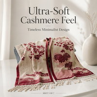 Nouvelle Écharpe d'Hiver en Faux Cachemire pour Femmes - Motif Pivoine Réversible, Châle Extra-Épais et Doux avec Protection Solaire