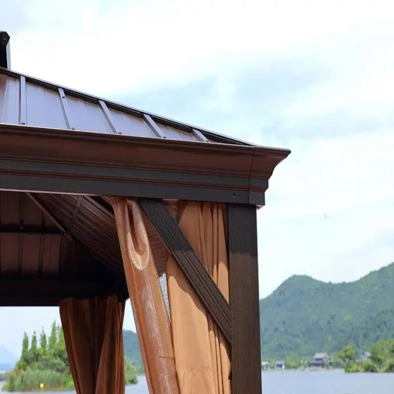 Vườn Nội Thất Shade Courtyard Pavilion Nhôm Gazebo Kích Thước Tùy Chỉnh Sang Trọng Pergola