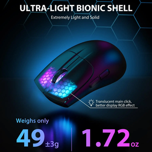 Souris de jeu Attack <span class=keywords><strong>Shark</strong></span> X5 légère, 3 modes, filaire BT, sans fil 2.4G, RGB - Product Image 4