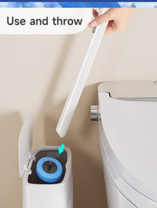 Brosse de toilette jetable Realida, brosse de nettoyage manuelle avec manche en plastique, lot de 14 recharges, brosse et gobelet pour toilettes - Product Image 4