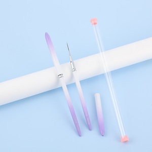 Pinceau liner ultra-fin pour nail art, manche métallique dégradé violet et blanc, en nylon, pour dessiner des grilles - Product Image 4