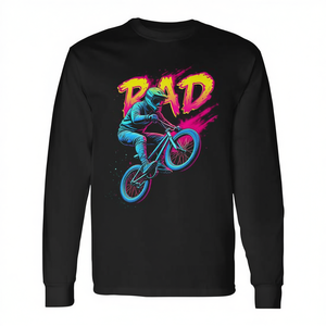 T-shirt à manches longues Rad Bmx Stunt Action, design graphique noir, vêtements pour hommes - Product Image 2