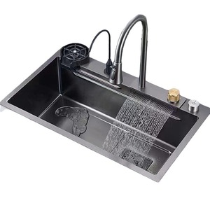 All-in-One tiktok xu hướng thép không gỉ Bồn Rử<span class=keywords><strong>a</strong></span> Nhà Bếp đơn vuông thủ công kéo xuống thác nước dễ dàng cài đặt cống - Product Image 3