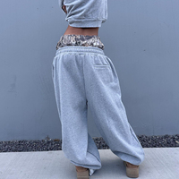 Pantalons de survêtement larges et amples de style streetwear vintage en patchwork, motif camouflage, double taille, jambe droite