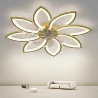 Moderno salón comedor control remoto ventiladores de techo de flores nórdicas con luces y control remoto