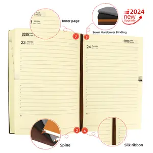 Journal A5 de vente en usine calendrier journal intime couleur logo personnalisé cahier en cuir PU souple imprimé en couleur