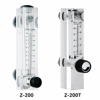 Débitmètre d'air et d'eau à montage sur panneau KIO Série Z-200/Z-200T 1/4" BSPT avec vanne, débitmètre en bloc acrylique solide
