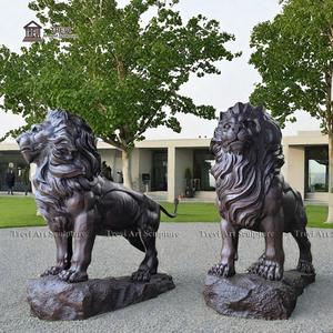 Trang trí ngoài trời cặp kích thước lớn màu đen đồng bức tượng sư tử - Product Image 5