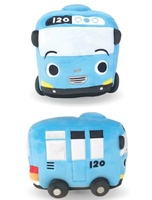 Haute qualité personnalisé bleu doux en peluche brodé dessin animé voiture couette peluche jouet avec PP coton remplissage