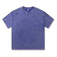 T-shirt décontracté pour homme, col rond, 100 % coton, coupe ample, imprimé 3D, style vintage délavé à l'acide, uni et oversize