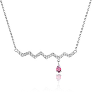 Collier de pierres précieuses Wave pour femmes Collier de pierres précieuses polyvalent et haut de gamme sans décoloration en argent sterling 925 de couleur naturelle - Product Image 1