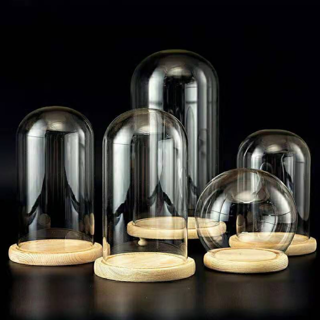 Wedding Blown Glass Dome Display for Transparent Base High Quality LED Lights Handmade Customizable Sizes-Wholesale Glass Domes
