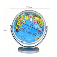 Globe terrestre bleu de 14,2 cm en PVC/ABS, support rotatif, mini globe de bureau, inscriptible et effaçable, en plastique, certifié EN71, géographie anglaise