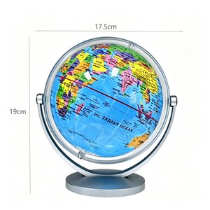Globo Terráqueo Azul de 14.2cm, Mapa de PVC, Base de ABS Giratoria, Mini Globo de Escritorio, Escribible y Borrable, Decoración Educativa de <span class=keywords><strong>Geografía</strong></span> para el Hogar - Product Image 2