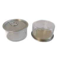 Boîtes en fer blanc transparentes de 100 ml, 3,5 grammes, pour aliments, avec couvercles noirs scellables à la machine, étanches, résistantes aux enfants, anti-odeur, pour biscuits et gelées