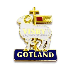 Lembranças turísticas de Cabra Sueca Gotland Wappen para geladeira banhada a ouro personalizada Suécia