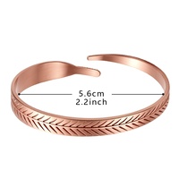 Bracelet ouvert magnétique unisexe en cuivre rouge pur à 99 %, forme cœur, aimant puissant, manchette vintage réglable, bijou cadeau pour poignet