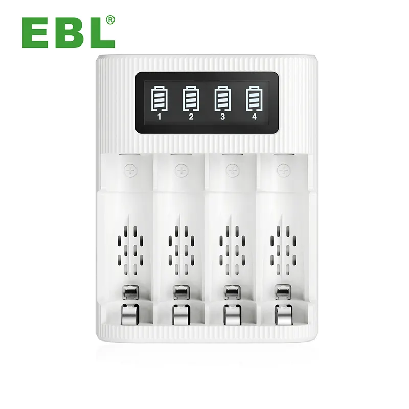 Smart AA AAA Battery Charger 4 Slots LCD Rechargeable Battery Charger Micro USB Type C Input Battery Charger