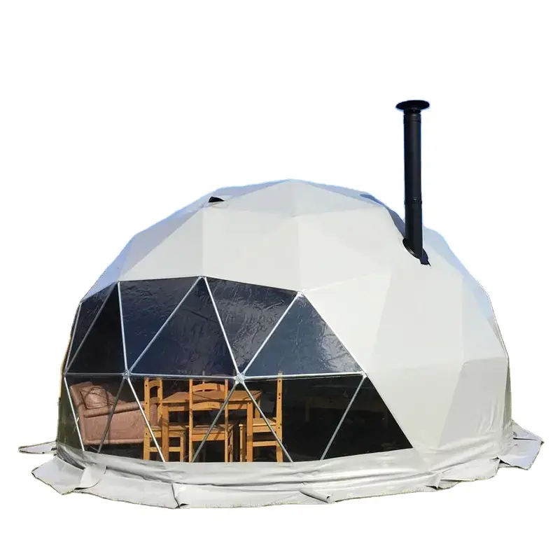 Tenda Geodesic Igloo Dome, tenda bola lapisan ganda tahan air mewah luar ruangan dengan tenda resor kamar mandi Hotel