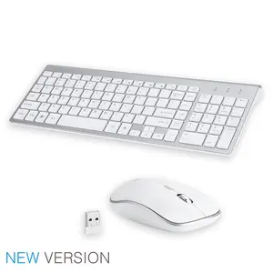 2.4G Nirkabel Diam Keyboard dan Mouse Mini Multimedia Full-Size Keyboard Mouse Combo Set untuk Notebook Laptop Desktop PC