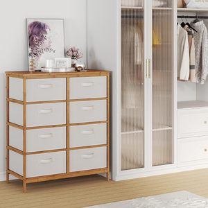 Tour de rangement en tissu de bambou à <span class=keywords><strong>8</strong></span> <span class=keywords><strong>tiroirs</strong></span> pour chambre à coucher avec bacs en tissu amovibles - Product Image 4
