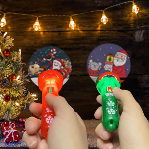 Nuovo <span class=keywords><strong>Set</strong></span> regalo di educazione precoce dei bambini di natale giocattoli giocattolo incandescente torcia luce della torcia del proiettore 24 cartone animato modello luce di natale - Product Image 4