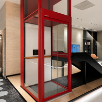 Ascenseur domestique moderne populaire et abordable, prix usine, 400 kg, 2-6 étages, faible bruit, pour villa, avec panneau arrière décoratif éclairé par LED