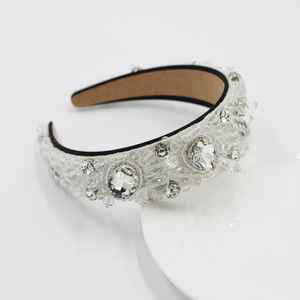 Luxurious Baroque Colorful <strong>Beaded</strong> <strong>Headband</strong> for Woman Gorgeous Simulated Pearl Crystal Sponge Hairband Woman Wedding Headpieces - Product Image 2