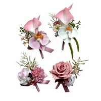 Nouvel Arrivage Professionnel : Corsage de Mariée et Fleur de Poignet de Marié en Soie Style Coréen, Lys Calla, pour Cérémonie de Mariage et Photographie, Rose