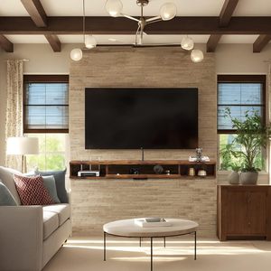 <span class=keywords><strong>Meuble</strong></span> TV suspendu, armoire murale <span class=keywords><strong>pour</strong></span> téléviseur, étagères flottantes avec porte, console multimédia moderne - Product Image 4