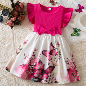 Vestito da Principessa con Etichetta Privata, Stampa a Farfalla, Abito Estivo per <span class=keywords><strong>Neonata</strong></span>, Maniche a Sbuffo, Fiocco, Vestito per Bambine - Product Image 4