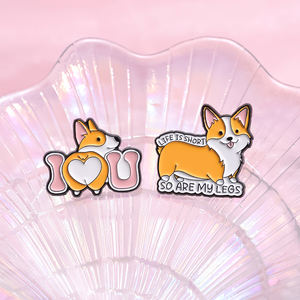 Sming pimleri karikatür Pet Corgi köpek metin emaye broş moda giyim aksesuarları hediye arkadaşlar için - Product Image 2