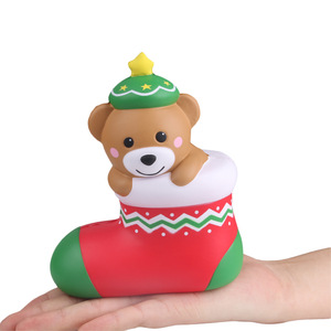 Christmas Bear In Stocking PU Slow <b>Rebound</b> Toy Indoor Decoration - Product Image 5