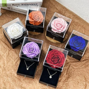 Özelleştirilmiş kare mücevher kutusu ebedi gül el yapımı korunmuş güller akrilik çekmece sevgililer günü hediye-uzun ömürlü 3-5 yıl - Product Image 4
