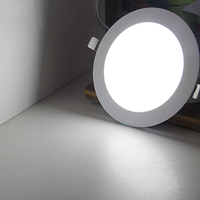 Plafonnier encastré LED SMD rond ultra-mince de 70 mm, tricolore, 6000K, en aluminium, conforme RoHS, fabriqué en Chine