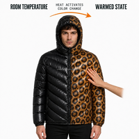 Veste Hydrochromique Réactive à la Chaleur, Manteau Doudoune Imprimé à Capuche qui Change de Couleur pour Temps Froid, Vente en Gros