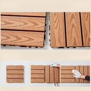 Tarima de Exterior WPC de 30*30*2.3cm, Diseño de Grano Diagonal, Color Café Claro, Suelo de Madera Compuesta de Plástico para Patio y Terraza - Product Image 4