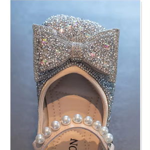 Zapatos de Princesa Antideslizantes para Niñas, Zapatos de Vestir con Pedrería y Lazo, Zapatos de Cuero para Niñas - Product Image 3