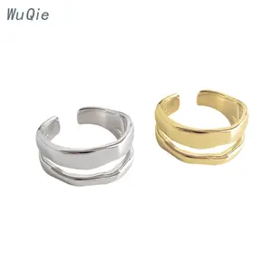 Wuqie Trang Sức Mỹ Thiết Kế Mới Bán Buôn Nhẫn Mạ Vàng Đơn Giản 925 Bạc